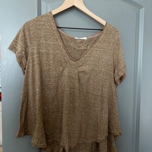 Free people Brown V-Neck Women's Top
